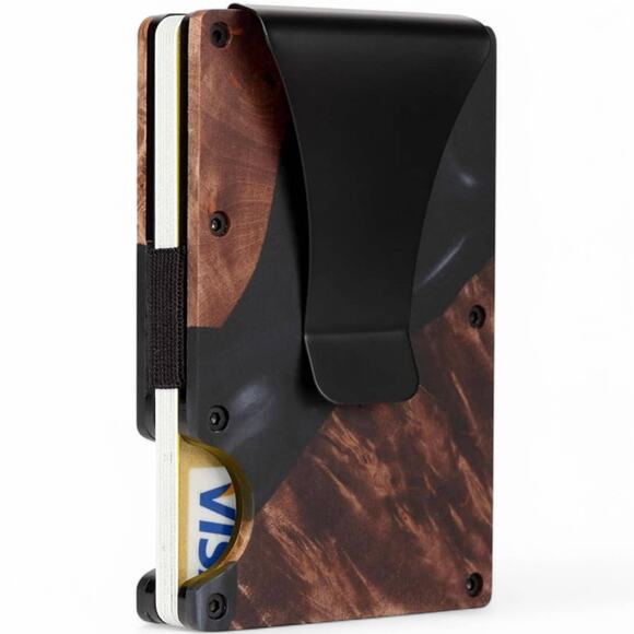 Slim RFID Card Holder Resin Brown and Black - Picture 1 of 2